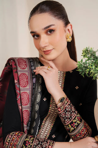 GARNET-3PC LAWN EMBROIDERED SHIRT WITH MONARK PRINT DUPATTA AND EMB TROUSER-W.J-1613