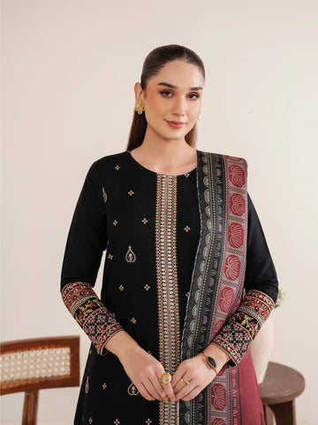 GARNET-3PC LAWN EMBROIDERED SHIRT WITH MONARK PRINT DUPATTA AND EMB TROUSER-W.J-1613