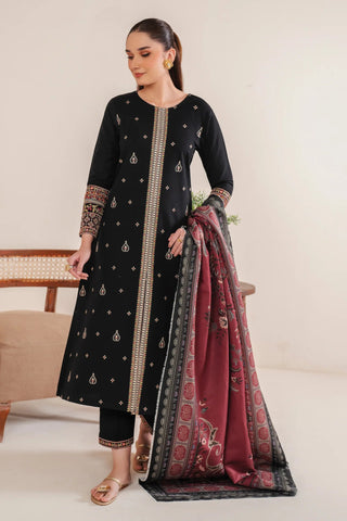 GARNET-3PC LAWN EMBROIDERED SHIRT WITH MONARK PRINT DUPATTA AND EMB TROUSER-W.J-1613