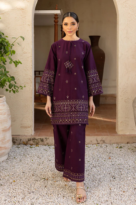BATIK-2PC DHANAK EMBROIDERED SHIRT & EMBROIDERED TROUSER-W.J-1802
