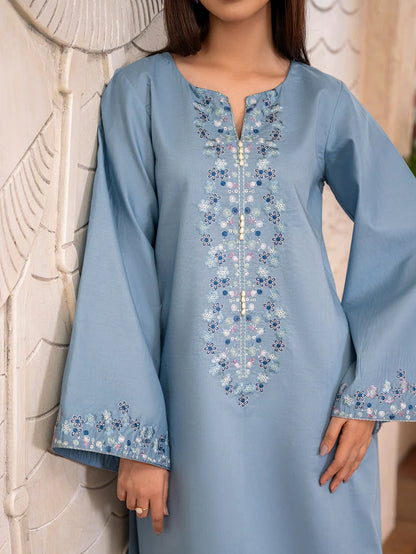 IZEL-2PC DHANAK EMBROIDERED SHIRT WITH DHANAK TROUSER-W.J-1812