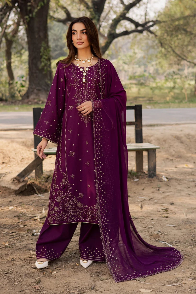 BATIK-3PC DHANAK EMBROIDERED SHIRT WITH DHANAK EMBROIDERED SHAWL AND EMB TROUSER-W.J-5068