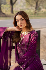 BATIK-3PC DHANAK EMBROIDERED SHIRT WITH DHANAK EMBROIDERED SHAWL AND EMB TROUSER-W.J-5068