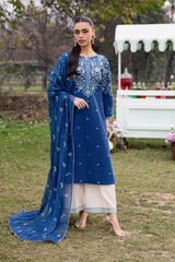 BATIK-3PC DHANAK EMBROIDERED SHIRT WITH CHIFFON EMBROIDERED DUPATTA AND EMB TROUSER-W.J-5105