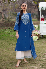 BATIK-3PC DHANAK EMBROIDERED SHIRT WITH CHIFFON EMBROIDERED DUPATTA AND EMB TROUSER-W.J-5105