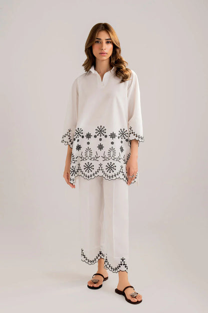 HANA-2PC DHANAK EMBROIDERED SHIRT WITH DHANAK EMBROIDERED TROUSER-W.J-1097