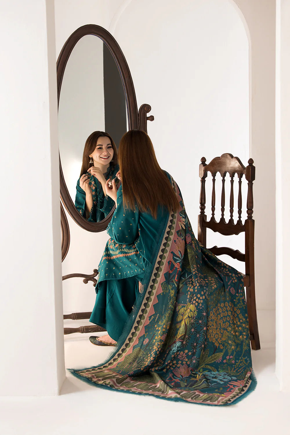 SOBIA NAZIR- 3PC LAWN EMBROIDERED SHIRT WITH MONARK PRINTED DUPATTA AND TROUSER-W.J-1494