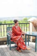URGE-2PIECE DHANAK EMBROIDERED SHIRT WITH DHANAK EMB TROUSER-WJ-15020