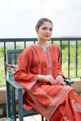 URGE-2PIECE DHANAK EMBROIDERED SHIRT WITH DHANAK EMB TROUSER-WJ-15020