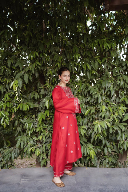 URGE-2PC DHANAK EMBROIDRED SHIRT WITH AND EMBROIDRED TROUSER-W.J-1063