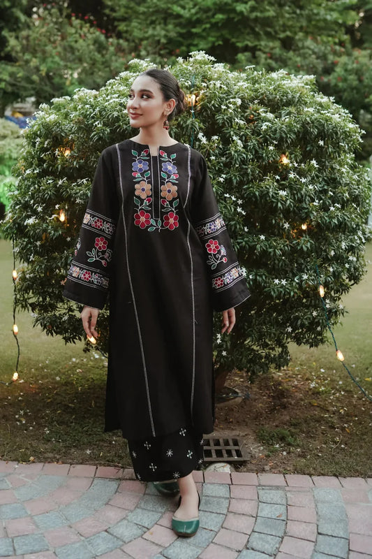 URGE-2PC DHANAK EMBROIDERED SHIRT WITH DHANAK EMB TROUSER-W.J-1799
