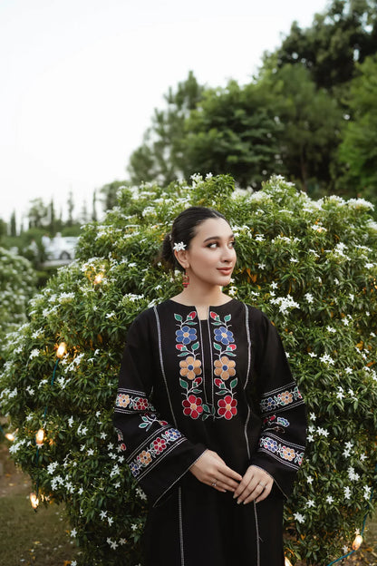 URGE-2PC DHANAK EMBROIDERED SHIRT WITH DHANAK EMB TROUSER-W.J-1799