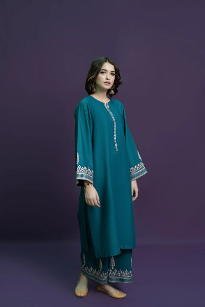 URGE-2PC KHADAR EMBROIDRED SHIRT WITH AND EMBROIDRED TROUSER-W.J-1066