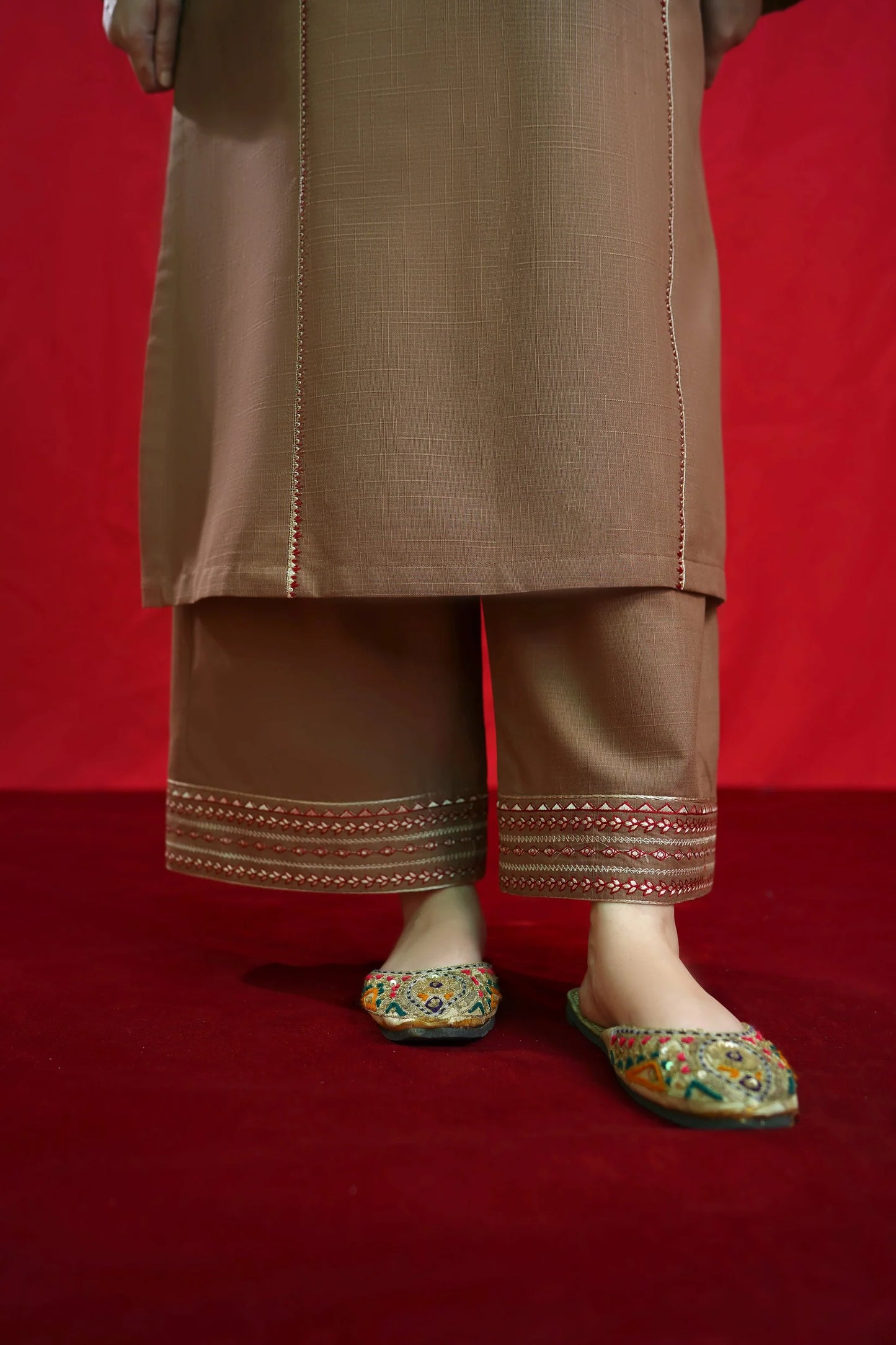 URGE-2PC DHANAK EMBROIDRED SHIRT WITH DHANAK EMBROIDRED TROUSER-W.J-1313