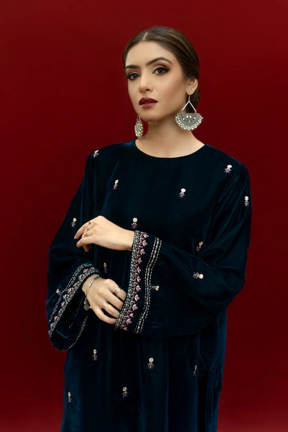 URGE - 2PC Velvet Heavy Embroidered Shirt With Velvet Heavy Embroidered Trouser -D21-W.J-1372