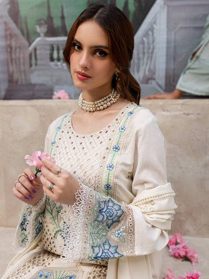 JAZMIN-3PC LAWN LASER EMBROIDERED SHIRT WITH LAWN LASER CUT EMBROIDERED READY TO WEAR DUPATTA-W.J-1624