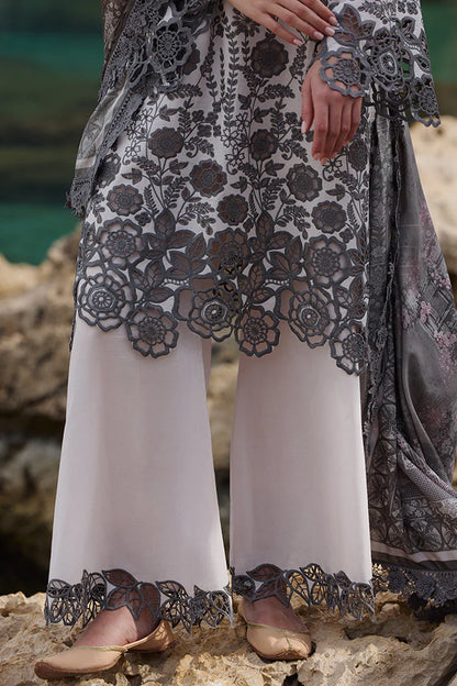 IMAGE-3PC LAWN EMBROIDERED SHIRT WITH CHIFFON PRINT DUPATTA AND EMB TROUSER-W.J-1654