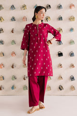 BATIK-2PIECE DHANAK EMBROIDERED SHIRT WITH DHANAK EMB SLEEVES-WJ-15009
