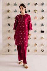 BATIK-2PIECE DHANAK EMBROIDERED SHIRT WITH DHANAK EMB SLEEVES-WJ-15009