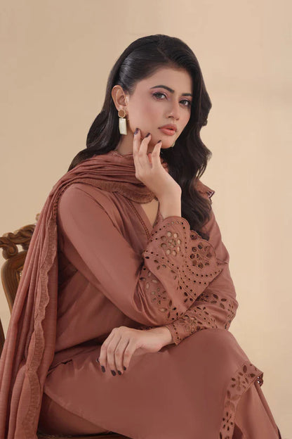 SAPPHIRE-3PC DHANAK EMBROIDERED SHIRT WITH KHADDI NET EMB DUPATTA AND TROUSER-W.J-1998