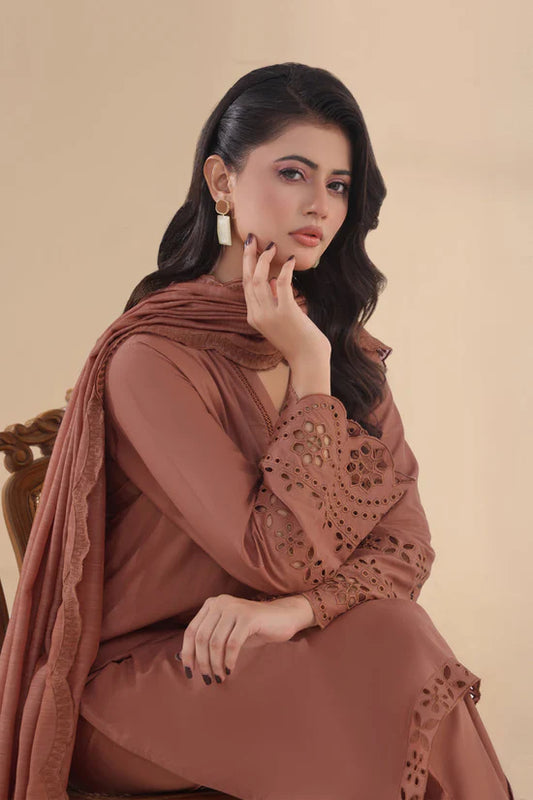 SAPPHIRE-3PC DHANAK EMBROIDERED SHIRT WITH KHADDI NET EMB DUPATTA AND TROUSER-W.J-1998