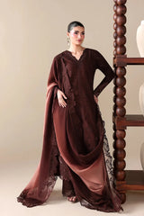 BATIK-3PC DHANAK EMBROIDERED SHIRT WITH WOOL PRINT EMBROIDERED SHAWL AND TROUSER -W.J-5176