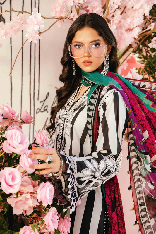 MARIA.B-3PC LAWN EMBROIDERED PRINTED SHIRT WITH CHIFFON PRINT DUPATTA AND PRINT TROUSER-W.J-1702