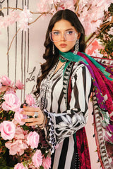 MARIA.B-3PC LAWN EMBROIDERED PRINTED SHIRT WITH CHIFFON PRINT DUPATTA AND PRINT TROUSER-W.J-2525