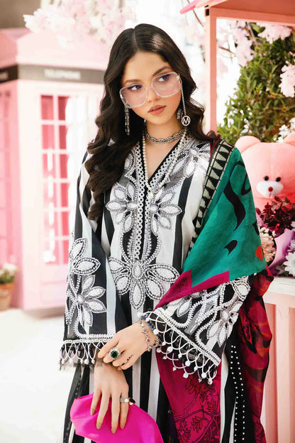 MARIA.B-3PC LAWN EMBROIDERED PRINTED SHIRT WITH CHIFFON PRINT DUPATTA AND PRINT TROUSER-W.J-1702