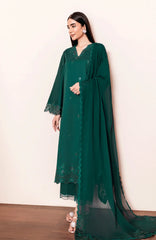 SERAN-3PC DHANAK EMBROIDERED SHIRT WITH SILK EMBROIDERED DUPATTA AND TROUSER-W.J-5196