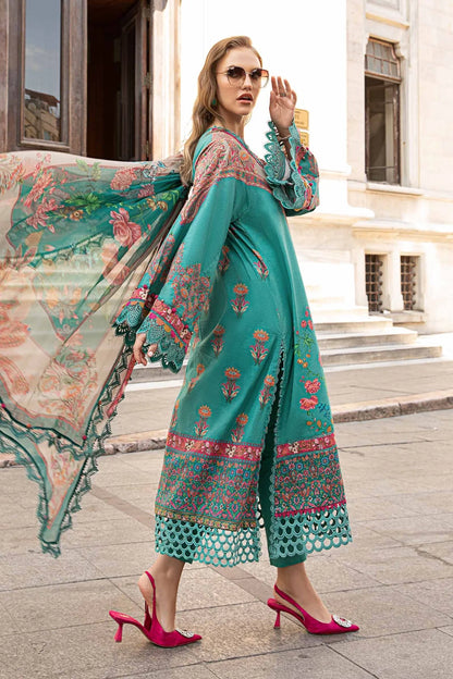 MARIA B- 3PC KARANDI PRINTED EMBROIDERED SHIRT WITH KARANDI PRINTED SHAWL AND KARANDI PRINTED TROUSER-W.J-1293