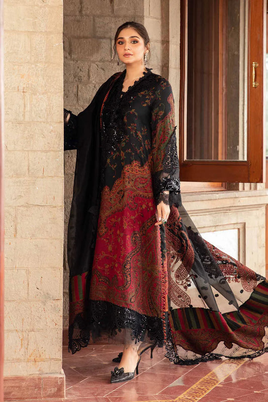 MARIA.B-3PC LAWN PRINTED EMB SHIRT WITH CHIFFON PRINT DUPATTA AND PRINT TROUSER-W.J-1784