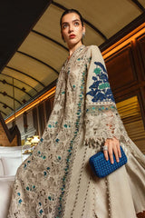 MARIA.B-3PC KHADDAR LASERWORK EMBROIDERED SHIRT WITH COURTRAI PRINTED SHAWL AND TROUSER-W.J-5192
