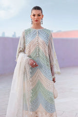 MARIA B-3PC LAWN MULTIPLE SHADES CHIKAN EMBROIDERED SHIRT WITH SELF JACQUARD EMBROIDERED DUPATTA AND EMB TROUSER-W.J-4836