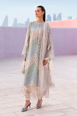 MARIA B-3PC LAWN MULTIPLE SHADES CHIKAN EMBROIDERED SHIRT WITH SELF JACQUARD EMBROIDERED DUPATTA AND EMB TROUSER-W.J-4836