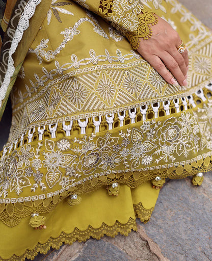 REPUBLIC WOMENSWEAR-3PC DHANAK EMBROIDERED SHIRT WITH COURTRAI PRINTED SHAWL & DHANAK TOUSER-W.J-1992