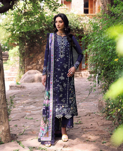REPUBLIC WOMENSWEAR-3PC DHANAK EMBROIDERED SHIRT WITH COURTRAI PRINTED SHAWL & EMB TOUSER-W.J-1993
