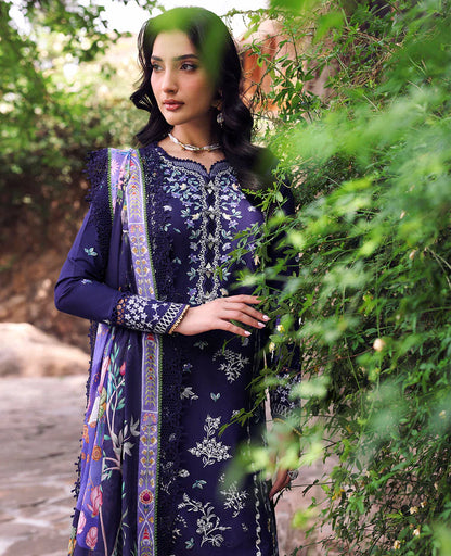 REPUBLIC WOMENSWEAR-3PC DHANAK EMBROIDERED SHIRT WITH COURTRAI PRINTED SHAWL & EMB TOUSER-W.J-1993