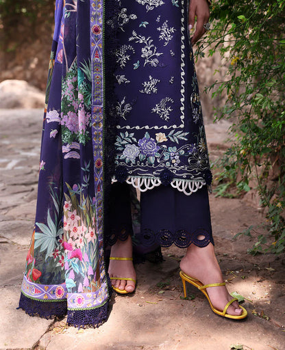 REPUBLIC WOMENSWEAR-3PC DHANAK EMBROIDERED SHIRT WITH COURTRAI PRINTED SHAWL & EMB TOUSER-W.J-1993