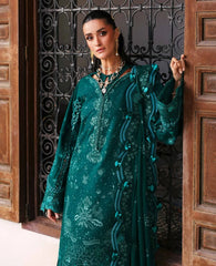 REPUBLIC WOMENSWEAR-3PC DHANAK EMBROIDERED SHIRT WITH DHANAK EMBROIDERED SHAWL AND TROUSER-W.J-5234