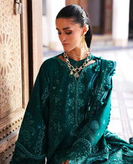 REPUBLIC WOMENSWEAR-3PC DHANAK EMBROIDERED SHIRT WITH DHANAK EMBROIDERED SHAWL AND TROUSER-W.J-5234