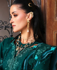 REPUBLIC WOMENSWEAR-3PC DHANAK EMBROIDERED SHIRT WITH DHANAK EMBROIDERED SHAWL AND TROUSER-W.J-5234