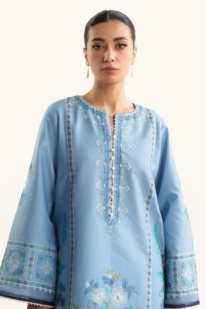 ZAHRA SHAHJAHAN- 3PC LAWN EMBROIDERED SHIRT WITH DIAMOND PRINT DUPATTA-W.J-1413