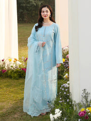 ASIM JOFA- 3PC LAWN EMBROIDERED SHIRT WITH ORGANZA EMBROIDERED DUPATTA AND TROUSER-W.J-4807