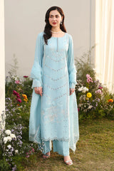 ASIM JOFA- 3PC LAWN EMBROIDERED SHIRT WITH ORGANZA EMBROIDERED DUPATTA AND TROUSER-W.J-4807