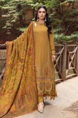 MARIA.B-3PC DHANAK EMBROIDERED SHIRT WITH WOOL PRINTED SHAWL AND TROUSER-W.J-5207