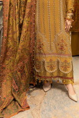 MARIA.B-3PC DHANAK EMBROIDERED SHIRT WITH WOOL PRINTED SHAWL AND TROUSER-W.J-5207