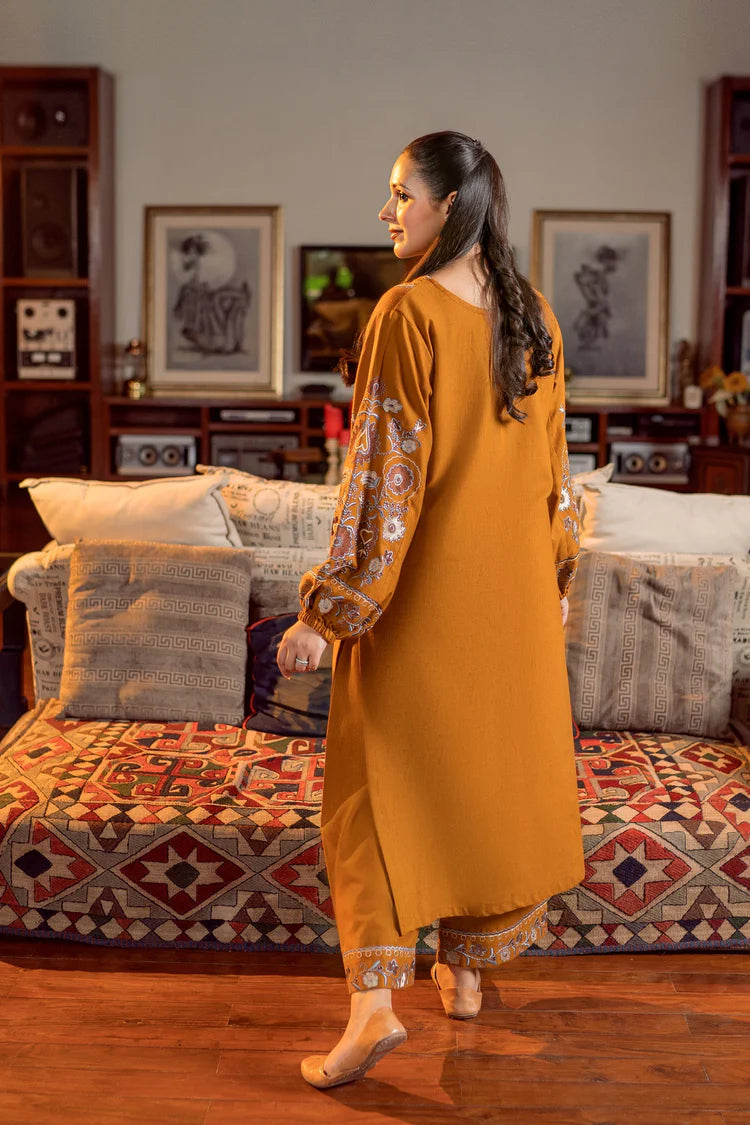 URGE-2PC DHANAK EMBROIDERED SHIRT AND EMBROIDRED SLEEVES-W.J-2033