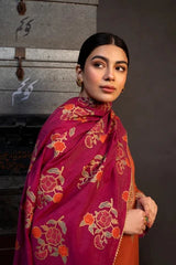 ZARASHAHJAHAN-3PC DHANAK EMBROIDERED SHIRT WITH WOOL PRINTED SHAWL AND TROUSER-W.J-4121