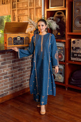 URGE-2PC DHANAK EMBROIDERED SHIRT AND EMBROIDRED SLEEVES-W.J-15030